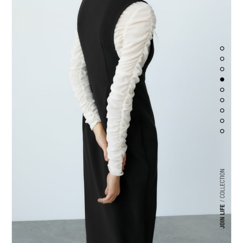 Zara BUTTONED PINAFORE DRESS - Picture 2 of 5